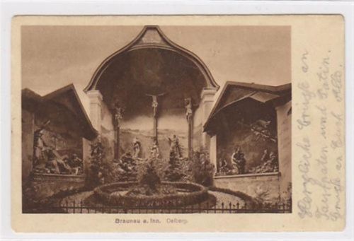Braunau am Inn Oelberg, postalisch gelaufen mit Stempel 1936, leicht abgerundete Ecke n, sonst gut erhalten.