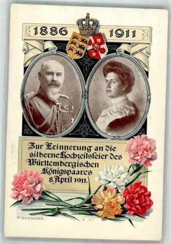 Stuttgart 1911 sign. Schnorr Silberne Hochzeit des Württembergischen Königspaares Blumentag