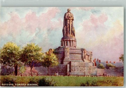 Hamburg sign. Flower, Charles Bismarckdenkmal Oilette Raphael Tuck & Sons No. 763