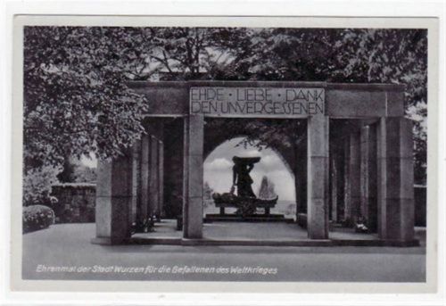 Wurzen Wurzen mit Ehrenmal für die Gefallenen des Weltkrieges. Feldpost, mit Stempel von 1940. Gute Erhaltung.