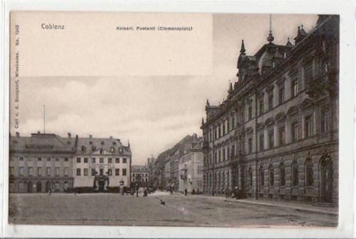 Koblenz Koblenz mit Kaiserl. Postamt am Clemensplatz. ungelaufen frühe Karte, da Anschriftseite noch ungeteilt. Gute Erhaltung.