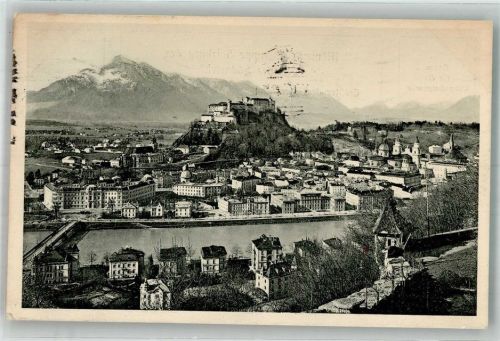 Salzburg 1912 Panorama der Stadt mit Festung Hohensalzburg Verein Südmark Nr. 2392 Maschinenstempel
