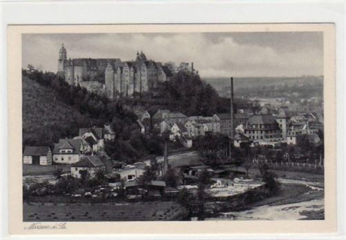 Nossen Nossen mit Blick auf das Schloss ungelaufen kleiner Knick unten rechts, sonst gut erhalten.
