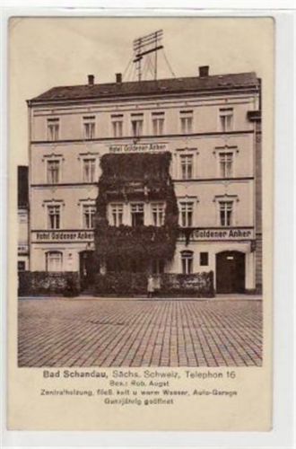 Bad Schandau Bad Schandau mit Hotel Goldener Anker ungelaufen kleiner Knick oben links, leichter Bug oben und unten rechts, sonst gut erhalten.