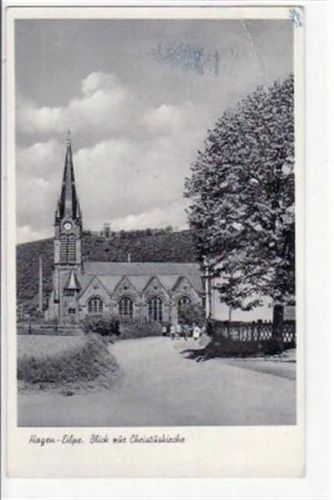 Hagen Hagen mit Blick zur Christuskirche gelaufen, Marke entfernt. Oben rechts leicht bügig, leicht fleckig, sonst gut erhalten