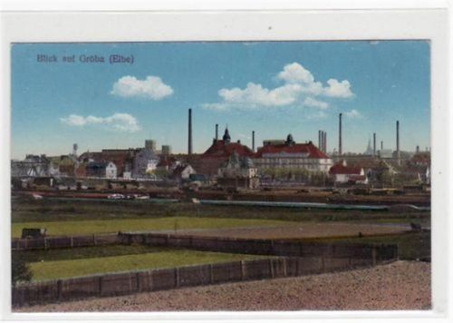 Riesa Riesa - Gröba mit Teilansicht. Karte beschrieben Gute Erhaltung.
