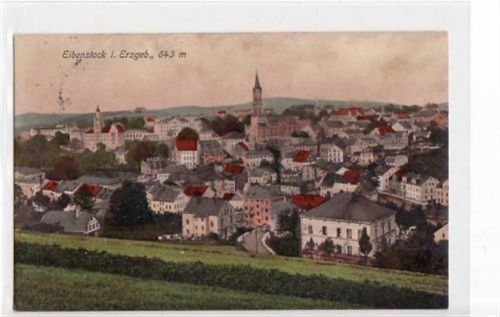 Eibenstock Eibenstock mit Gesamtansicht gelaufen von 1916. Leicht fleckig, sonst gut erhalten
