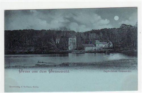 Berlin Wilmersdorf, Grunewald mit Jagdschloss im Mondschein. ungelaufen frühe Karte, da Anschriftseite noch ungeteilt. Leicht beschnitten, sonst gut erhalten
