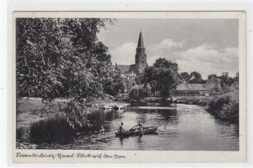 Brandenburg Brandenburg / Havel. Blick auf den Dom Ruderboot gelaufen 1941. Gute Erhaltung.