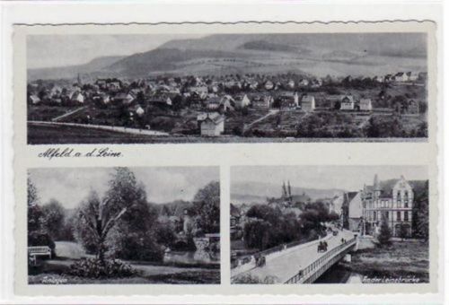 Alfeld mit Anlagen und Leinebrücke ungelaufen Gute Erhaltung.