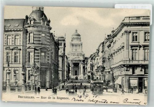 Brüssel 1905 Rue de la Régence Straßenbahn