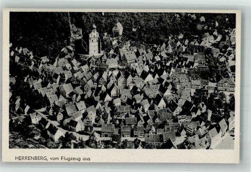 Herrenberg 1943 Fliegeraufnahme des Ortes mit der Stiftskirche