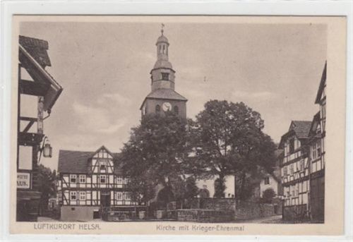 Helsa Helsa. Kirche mit Krieger - Ehrenmal gelaufen, 1935. Gute Erhaltung.