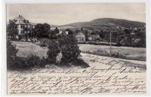 Holzhausen bei den Externsteinen gelaufen, mit Marke und Stempel von 1902. Gute Erhaltung.