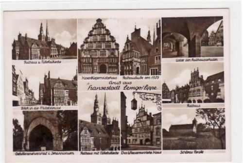 Lemgo, 9 Abbildungen mit Rathaus und Schloss Brake ungelaufen Gute Erhaltung.