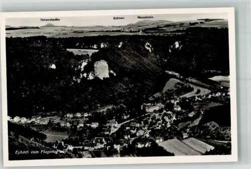 Eybach Fliegeraufnahme des Ortes mit Hohenstaufen Stötten und Messelstein