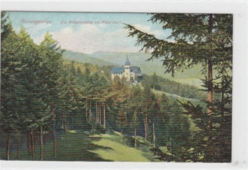 Wilhelmshöhe bei Petersdorf / Piechowice - Kreis Hirschberg / Jelenia Góra im Riesengebirge gelaufen. Rückseite leicht fleckig, sonst gut erhalten