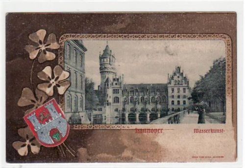 Hannover Hannover, Lithographie mit Wasserkunst gelaufen, 1901 kleiner Knick oben und unten rechts und unten links, leicht fleckig, sonst gut erhalten