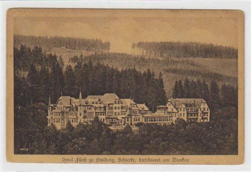 Schierke Luftkurort Schierke am Brocken mit Hotel Fürst zu Stolberg gelaufen. Marke entfernt. Rückseite leicht stockfleckig.