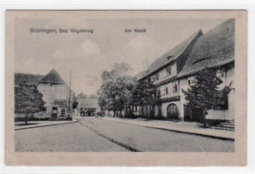 Göningen mit Partie am Markt ungelaufen kleiner Knick unten links, leicht stockfleckig, sonst gut erhalten.