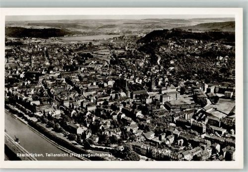 Saarbrücken 1939 Fliegeraufnahme der Stadt mit Basilika St. Johann