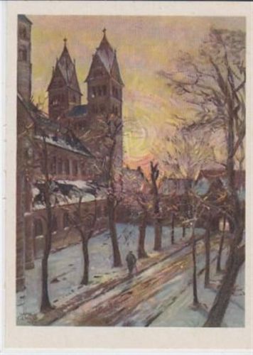 Halberstadt Künstlerkarte von Walter Gemm aus der Serie Alt-Halberstadt Nr. 10. Liebfrauenkirche ungelaufen Top Erhaltung.