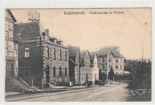 Großalmerode Großalmerode. Friedrichstraße mit Postamt gelaufen, Marke entfernt. Ecken mit Albumabdrücken, leicht fleckig, leicht bügig, sonst gut erhalten