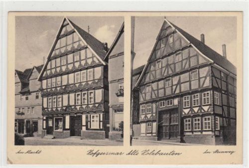 Hofgeismar Hofgeismar. sind alte Holzbauten am Steinweg gelaufen, 1940. Leichter Stempeldurchdruck, kleiner Knick unten in der Mitte und unten links, sonst gut erhalten