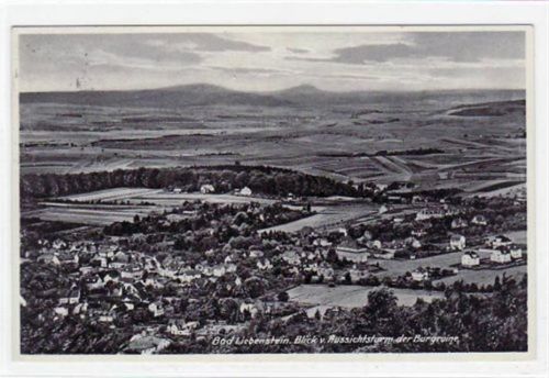 Bad Liebenstein Bad Liebenstein mit Hotel Blick v. Aussichtsturm der Burgruine gelaufen, Marke entfernt, handschriftliches Datum von 1938. Gute Erhaltung.