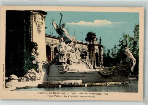 Marseille 1922 Monumentaler Brunnen am großen Palast Exposition Nationale et Coloniale Fotograf Detaille