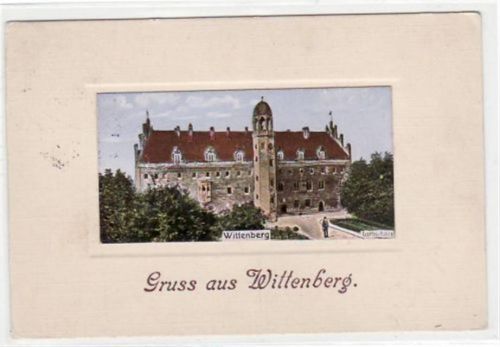 Lutherstadt Wittenberg Rahmenkarte von Wittenberg mit Lutherhaus. Feldpost, mit Stempel von 1917. Gute Erhaltung.