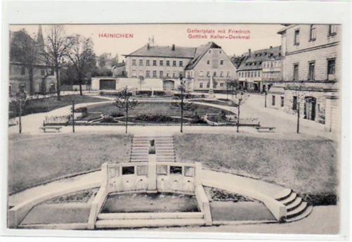 Hainichen Hainichen mit Gellertplatz und Friedrich Gottlieb Kellerdenkmal ungelaufen Top Erhaltung.