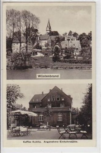 Wüstenbrand. Teilansicht Kaffee Kubitz gelaufen am 27.07.1941. Leichter Bug und kleine Abschürfung am Rand oben links, sonst gut erhalten.