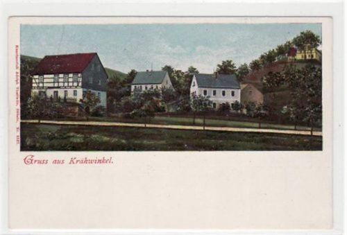 Krähwinkel mit Teilansicht. ungelaufen um 1900 Top Erhaltung.