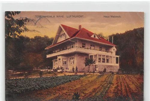 Sobernheim Sobernheim an der Nahe. Haus Waldeck gelaufen. Leichte Stempelspuren, am Eck oben links und rechts leicht bügig, sonst gut erhalten