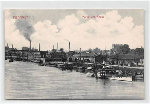 Mannheim Mannheim. Partie am Rhein ungelaufen Ecken mit Albumabdrücken, sonst gut erhalten