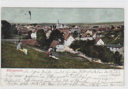 Totalansicht von Elbingerode gelaufen 1907. Leicht fleckig kleiner Knick an der linken unteren Ecke