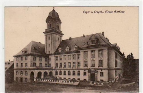 Geyer Geyer mit neuem Rathaus gelaufen von 1922. Gute Erhaltung.