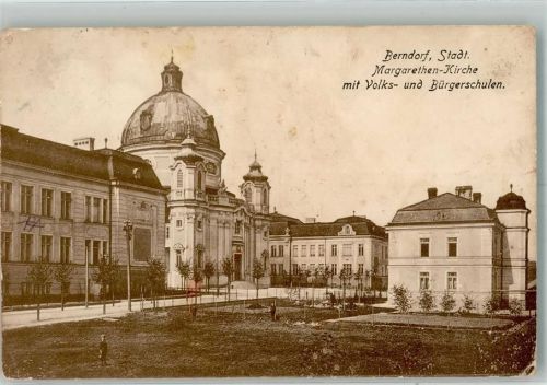 Berndorf 1918 Kirche Margarethen Volks- und Bürgerschule
