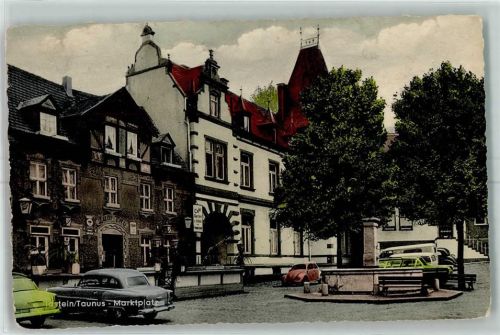 Idstein Marktplatz Brunnen Gasthaus zum Tal Schild Cafe Garten