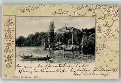 Insel Mainau 1902 Boot Steg Blumen