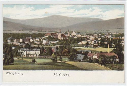 Bad Warmbrunn i. Rsgb. Bad Warmbrunn - Cieplice Slaskie-Zdrój / Kreis Hirschberg - Jelenia Góra ungelaufen kleiner Stockfleck, sonst gut erhalten
