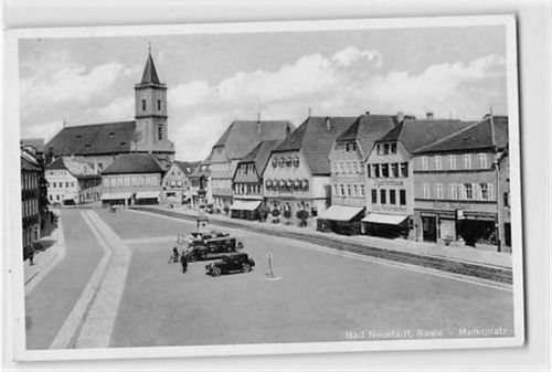 Bad Neustadt a. d. Saale. Marktplatz gelaufen. Leichter Stempeldurchdruck, leicht fleckig, sonst gut erhalten