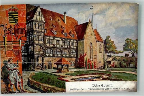 Coburg 1923 sign. Ebhardt, Fritz Veste Coburg Östlicher Hof mit Luther-Kapelle Künstlerkarte