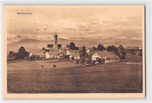 Reicholzried. Gesamtansicht mit Kirche gelaufen. Leichte Stempelspuren, sonst gut erhalten