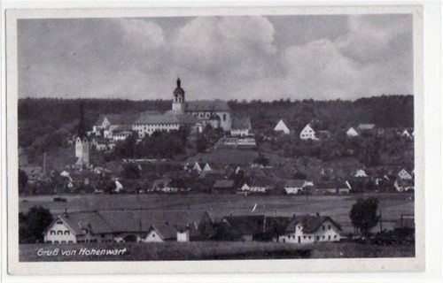 Hohenwart mit Gesamtansicht gelaufen von 1943. Leicht bügig, leichte Kratzspuren, sonst gut erhalten
