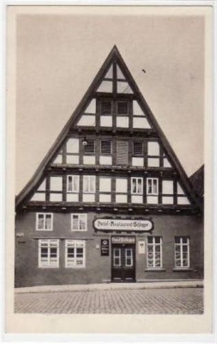 Lemgo mit Hotel - Restaurant Schlepper gelaufen, mit Marke und Stempel von 1934. Gute Erhaltung.