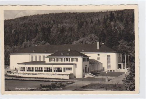 Ilmenau Bergstadt Ilmenau in Thüringen / Ilm-Kreis. Stadthalle gelaufen am 30.05.1939. Leichter Stempeldurchdruck. Sonst gut erhalten.