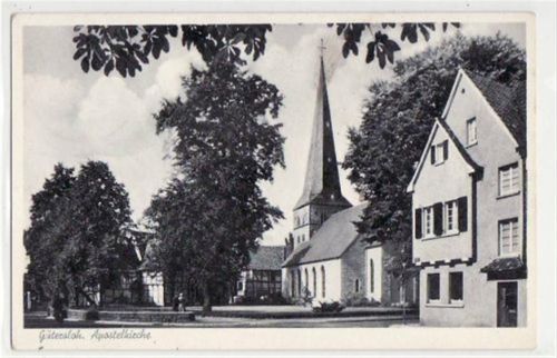Gütersloh Gütersloh mit Apostelkirche gelaufen, mit Marke und Stempel von 1956. Gute Erhaltung.