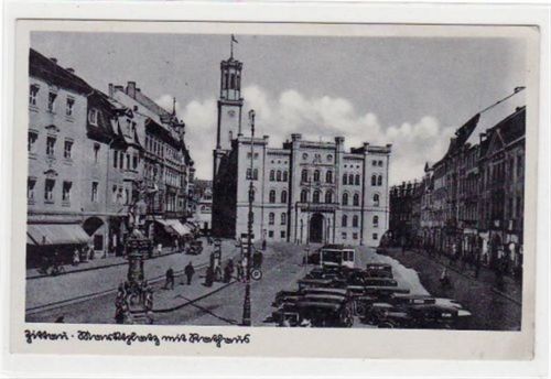 Zittau Zittau mit Marktplatz und Rathaus gelaufen von 1940. Gute Erhaltung.